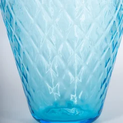 1950 Grande vaso Balloton azzurro con bordo bordeaux