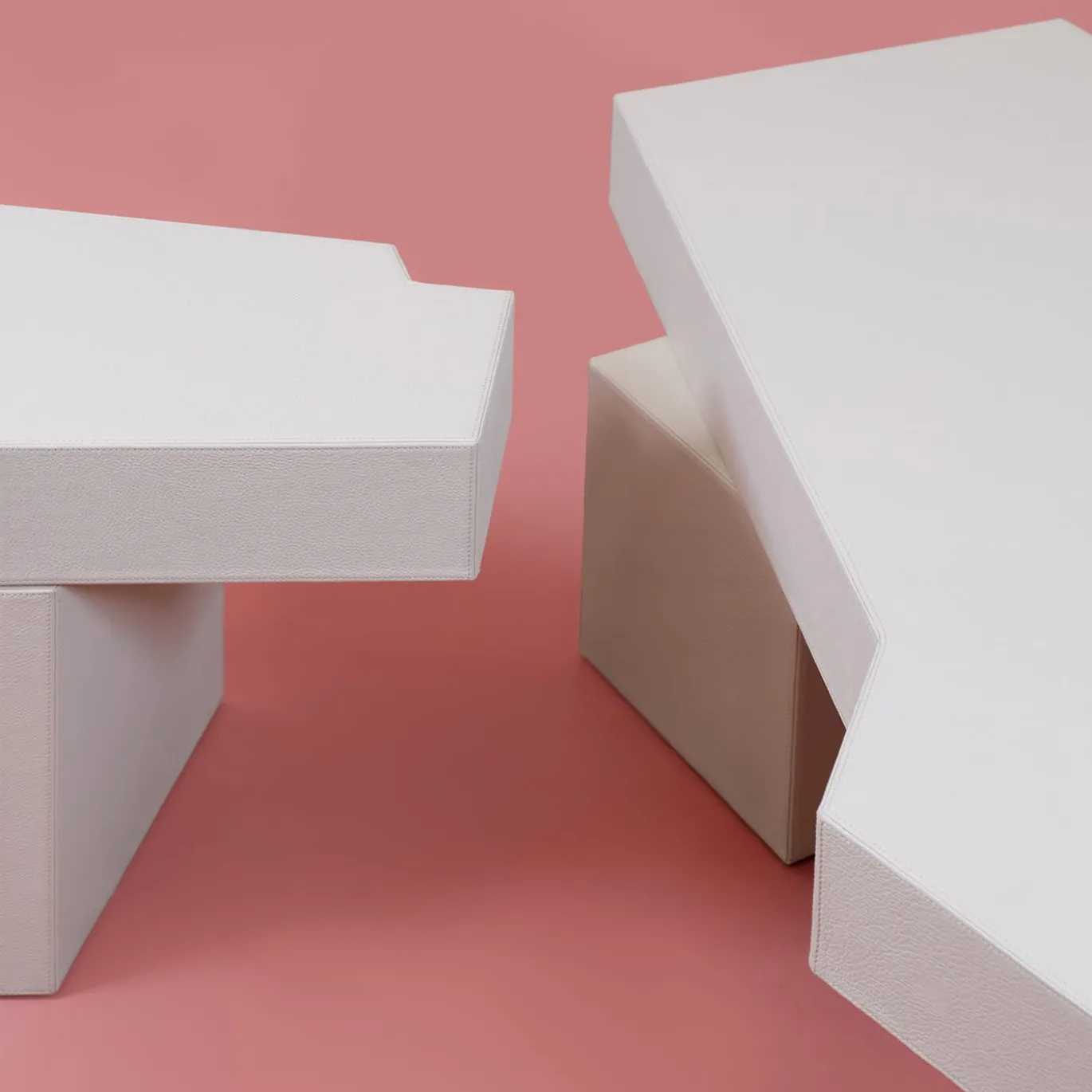 Hiri White Leather Side Table