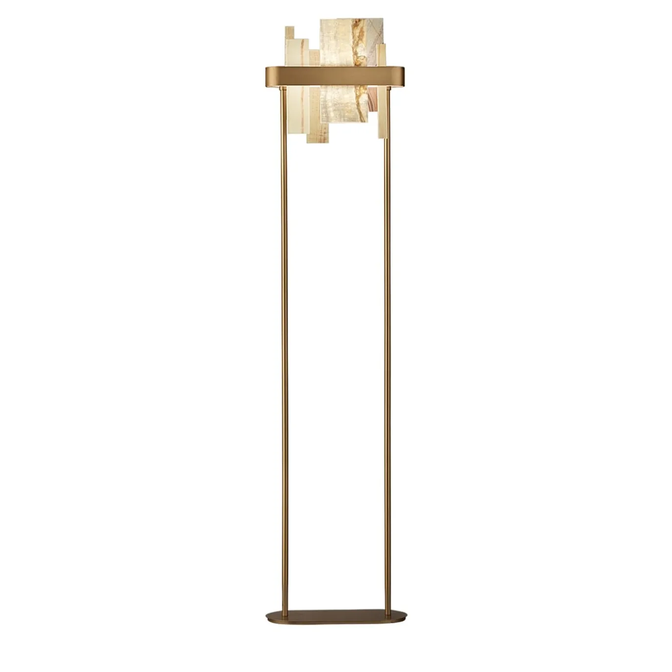 Honice Lampada da terra in marmo onice e finitura oro in metallo