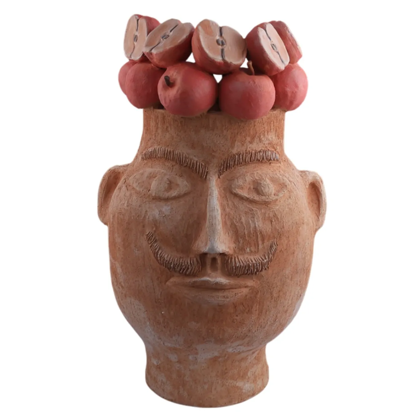 Il Moro Goloso con Mele Terracotta Figurative Vase