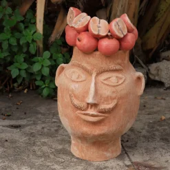 Il Moro Goloso con Mele Terracotta Figurative Vase