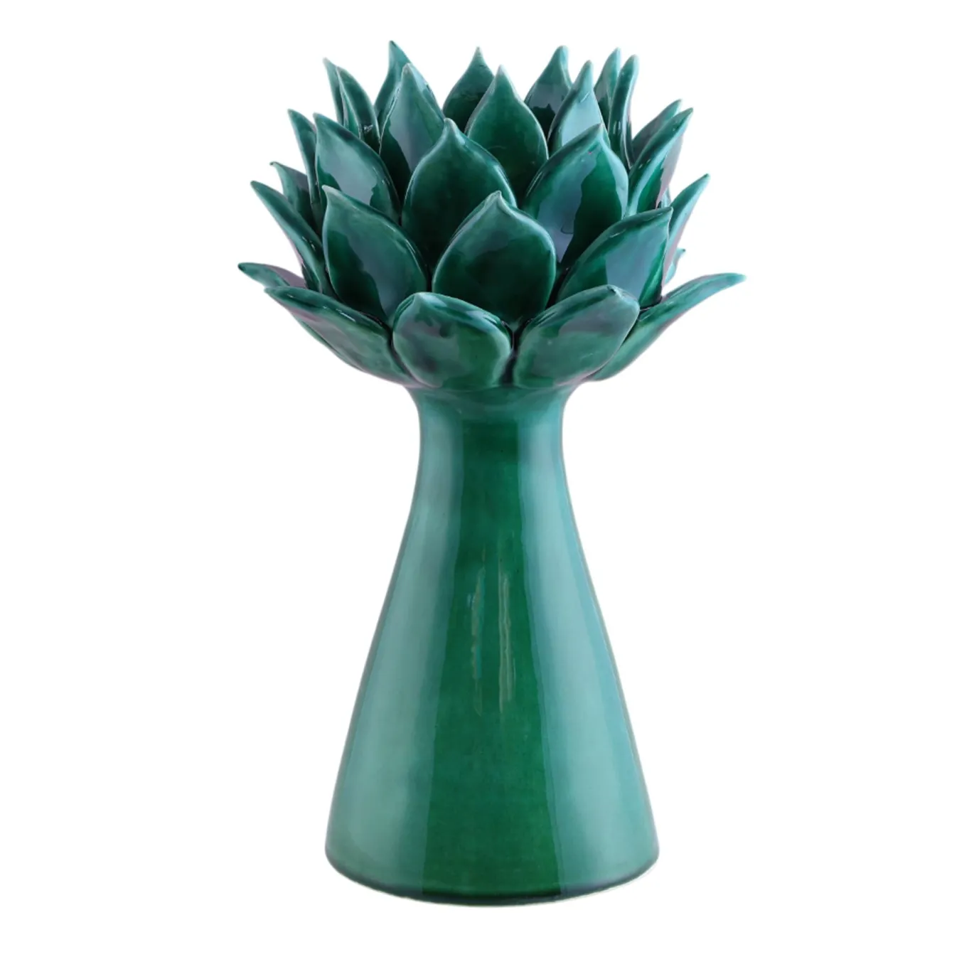 Il portacandele in ceramica verde Cynaria