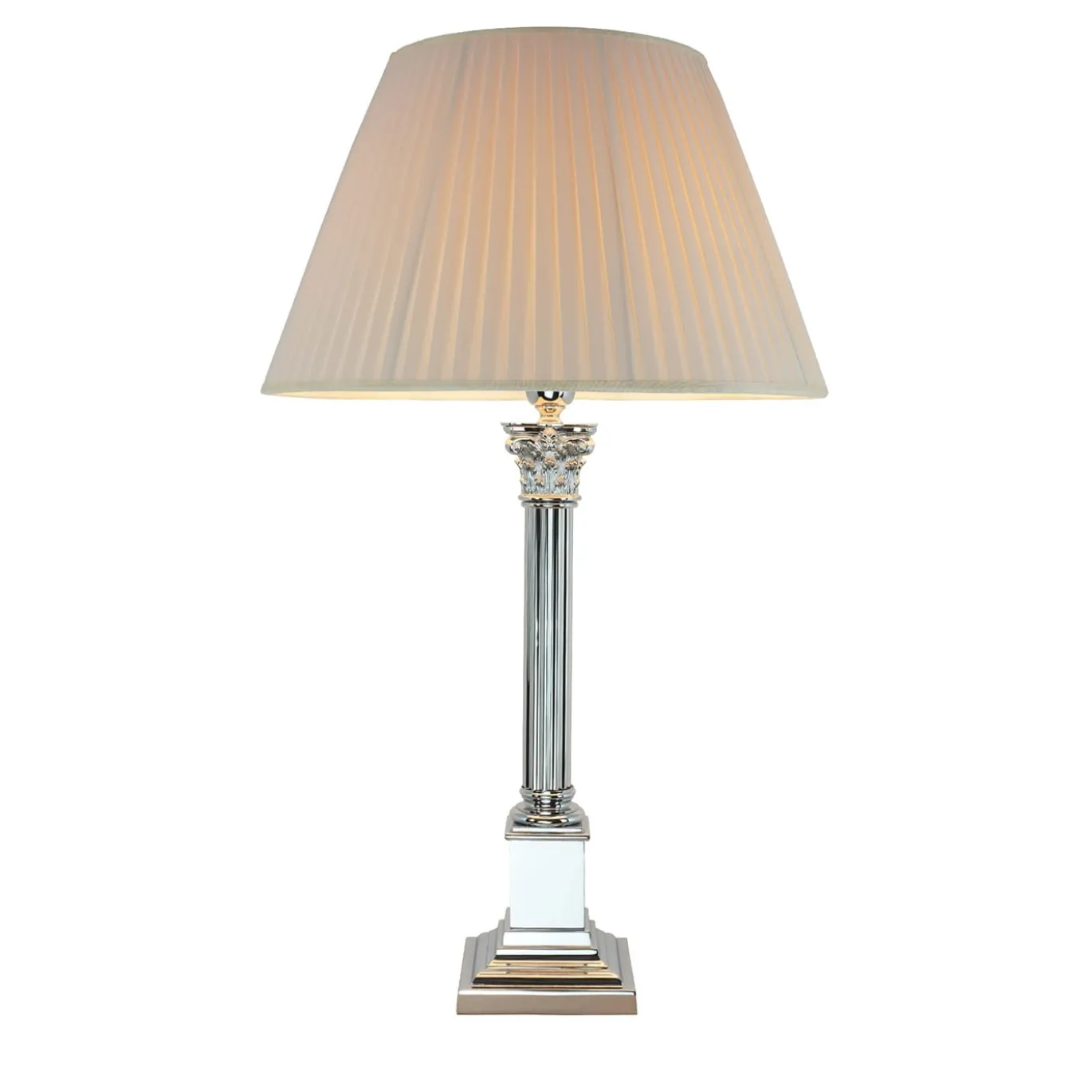 Impero Lampada da Tavolo Finitura Cromo con Paralume Bianco