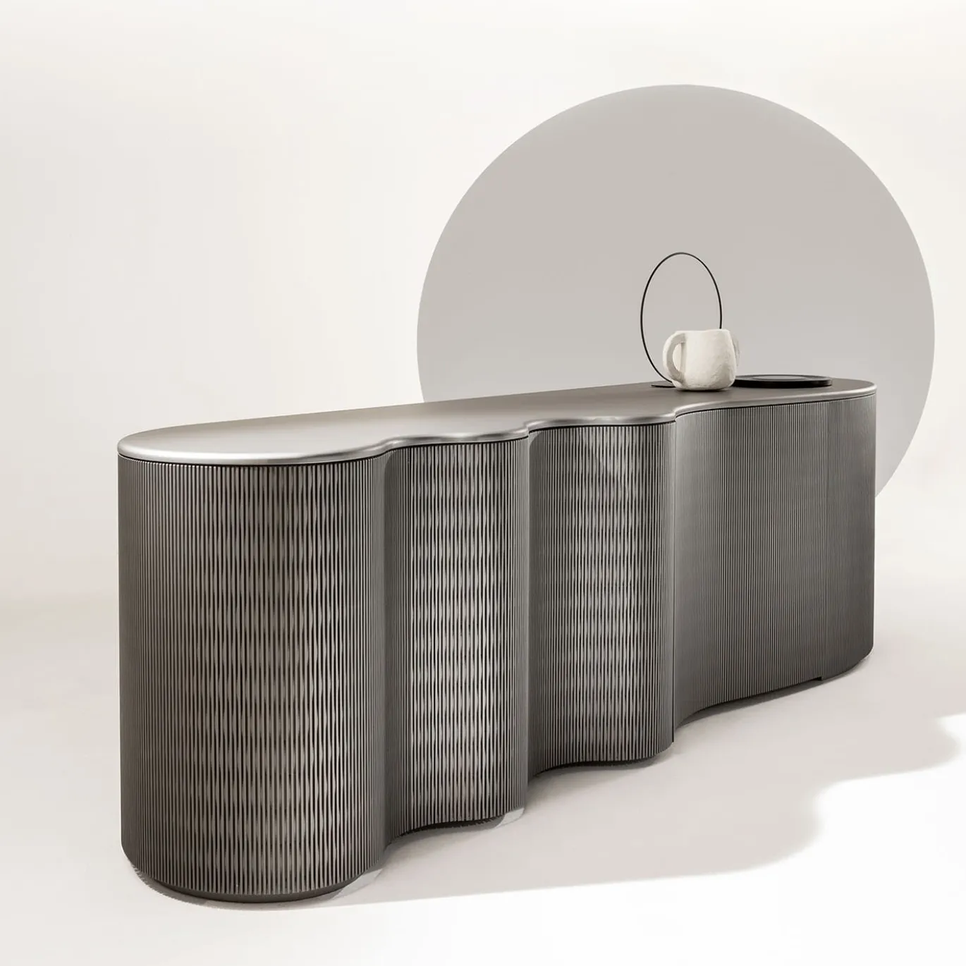 Infinity Credenza ondulata a 2 porte in Lacca 61 Stagno