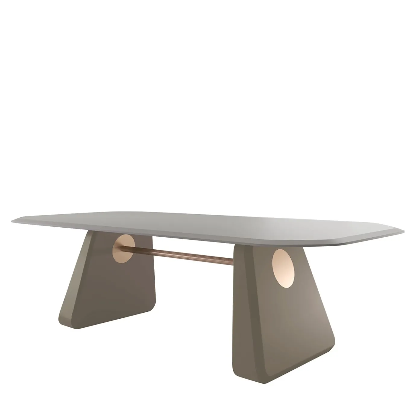 Inge Glossy Moor Oak Wood And Satin Bras Dining Table