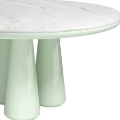 Isotopo L - Tavolo da pranzo rotondo in marmo bianco Pinta Verde