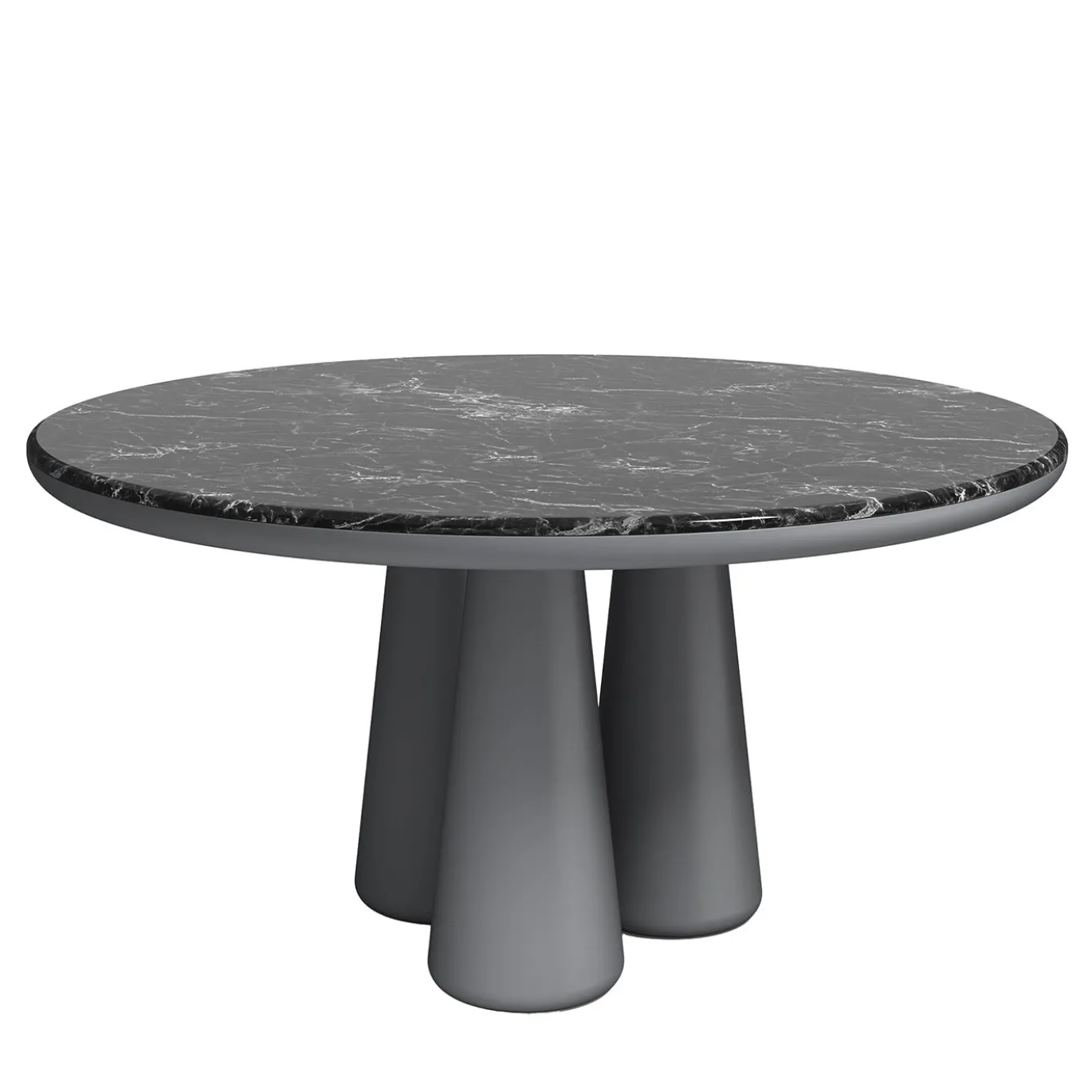 Isotopo L - Tavolo da pranzo rotondo in marmo nero Marquinia