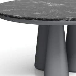 Isotopo L - Tavolo da pranzo rotondo in marmo nero Marquinia
