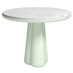 Isotopo S - Tavolo da Pranzo Rotondo in Marmo Bianco Pinta Verde