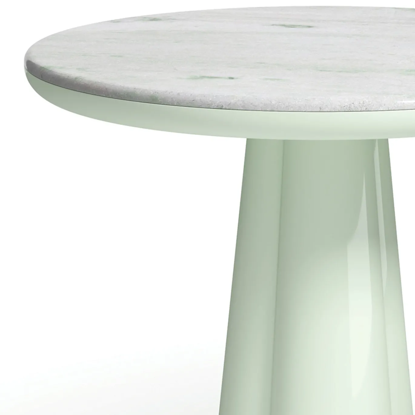 Isotopo S - Tavolo da Pranzo Rotondo in Marmo Bianco Pinta Verde
