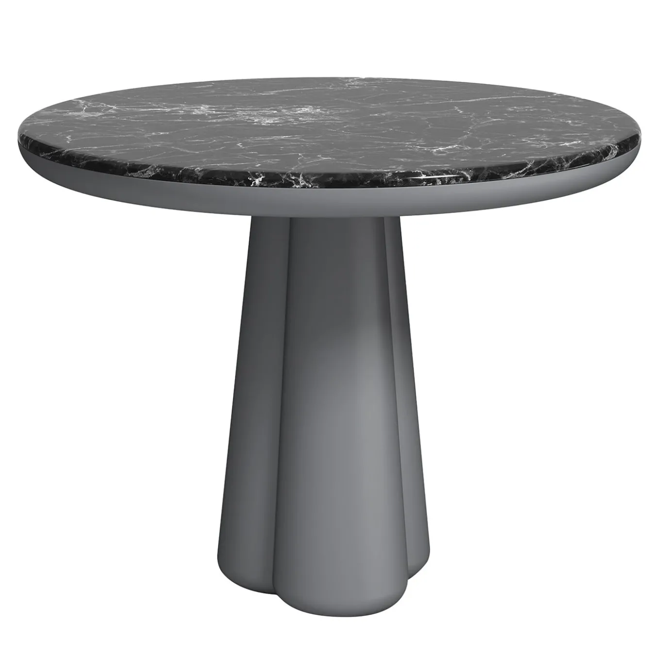 Isotopo S - Tavolo da pranzo rotondo in marmo nero Marquinia