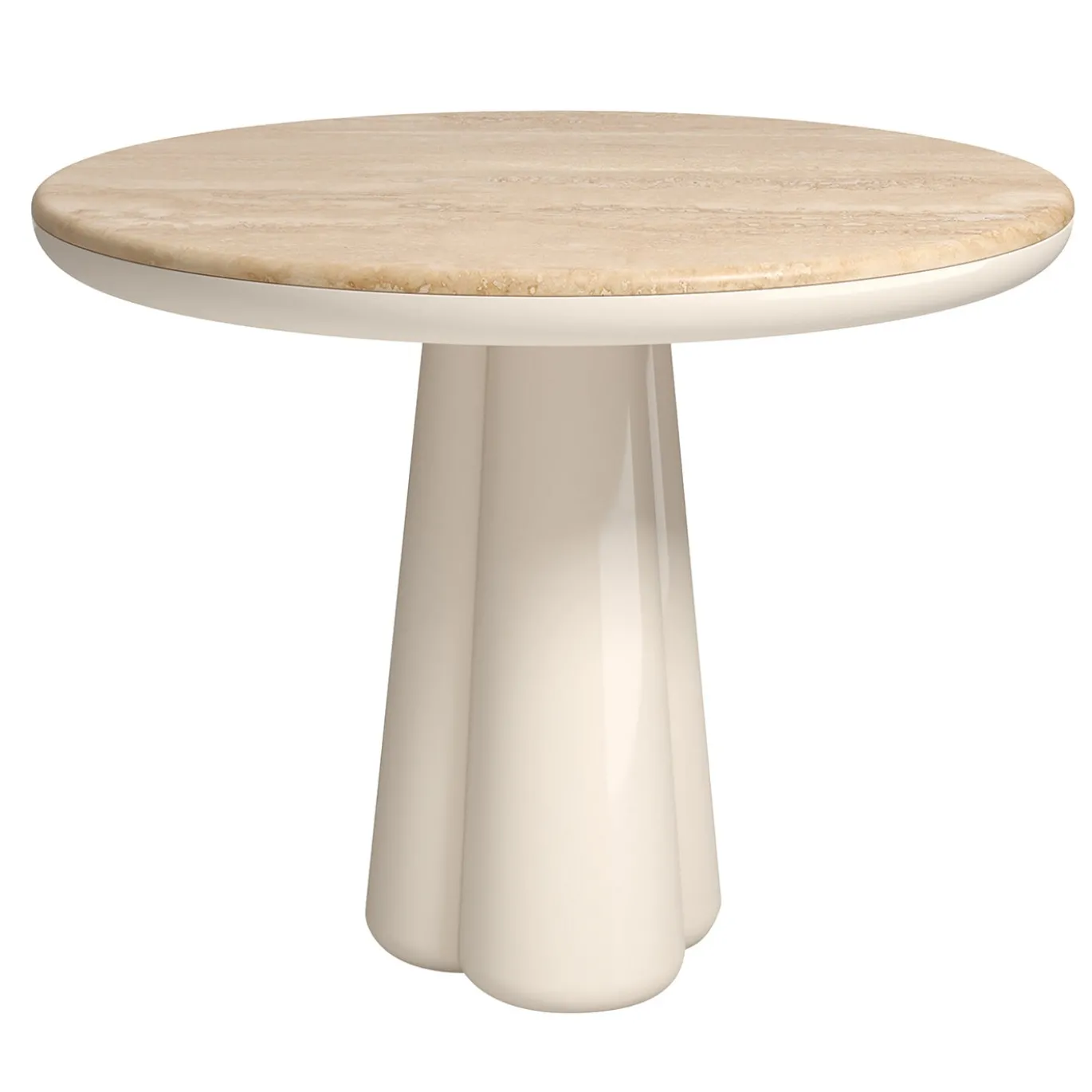 Isotopo S - Tavolo da Pranzo Rotondo in Travertino Beige