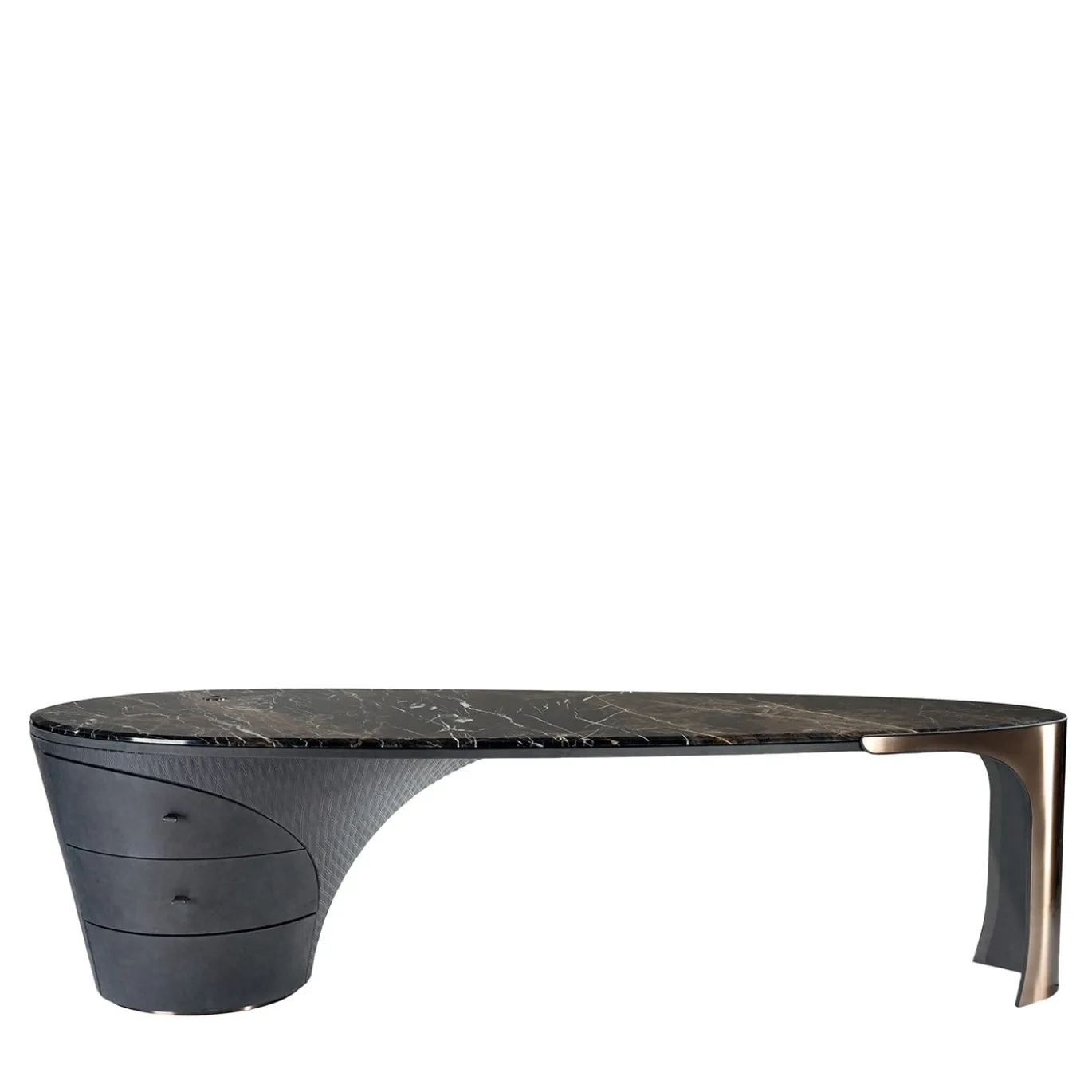 Jet Plane Scrivania in Legno Nero con Piano in Marmo Nero