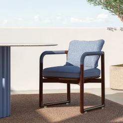Jiselle S sedia da esterno in legno mogano blu chiaro