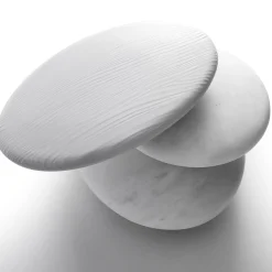 Keir Small Oval in Bianco del Re con seduta in legno Larice Bianco