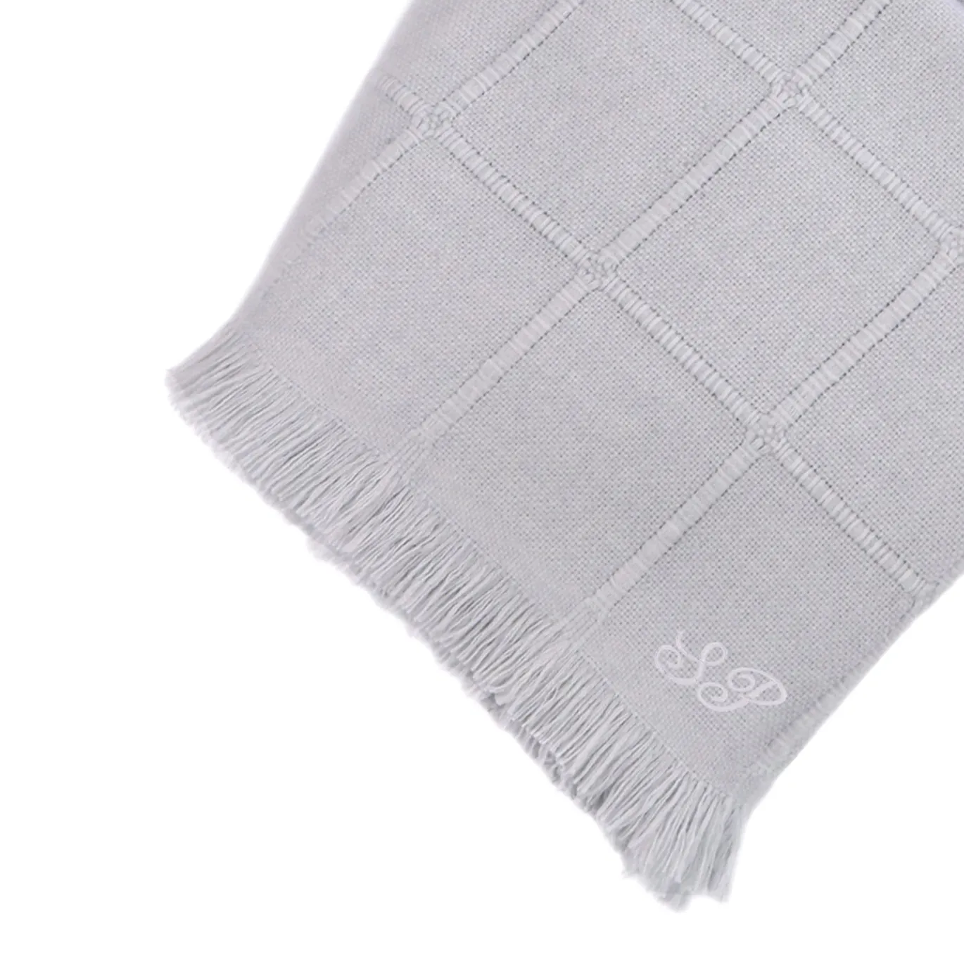 Kimberly Ecru 100% Cashmere Doppio Plaid con frange corte