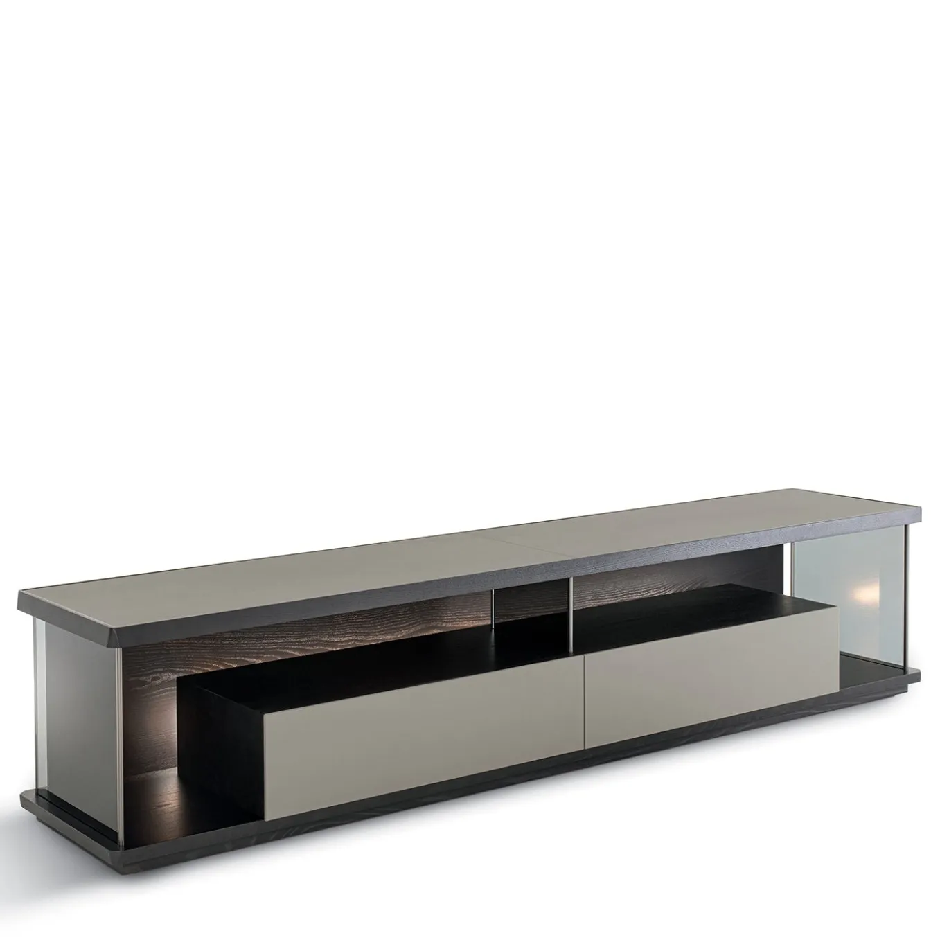 Kukei Credenza Simmetrica in Legno di Frassino e Pelle