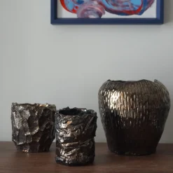 Kurinuki Vaso in Ceramica Bronzo #2