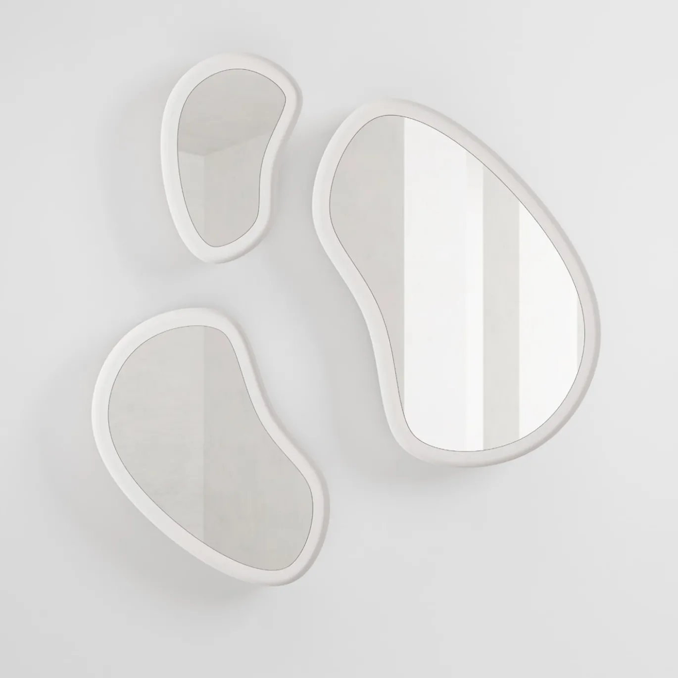 Laghi White Wood Set Of 3 Wall Mirrors