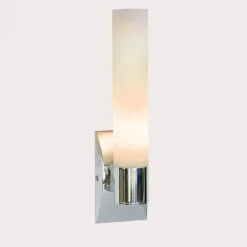 Lampada a parete in ottone cromato e alabastro a 1 luce grande Alabaster Tube