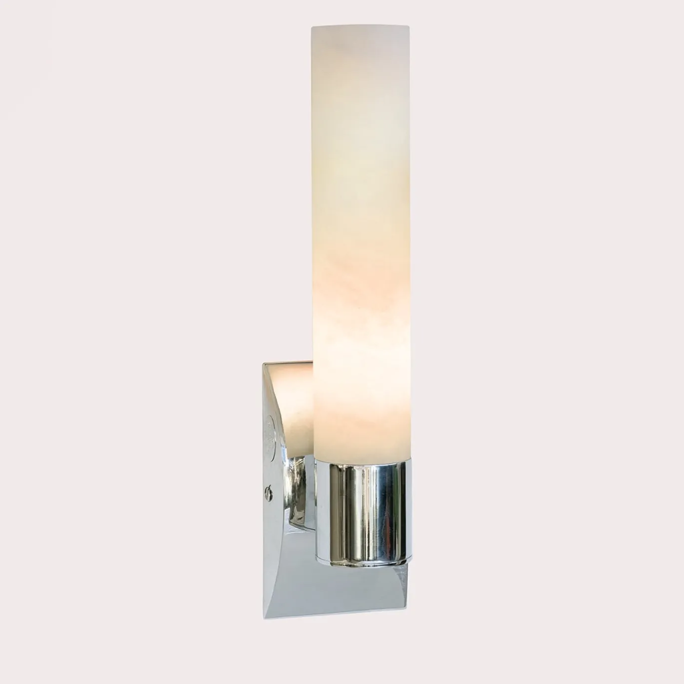 Lampada a parete in ottone cromato e alabastro a 1 luce grande Alabaster Tube