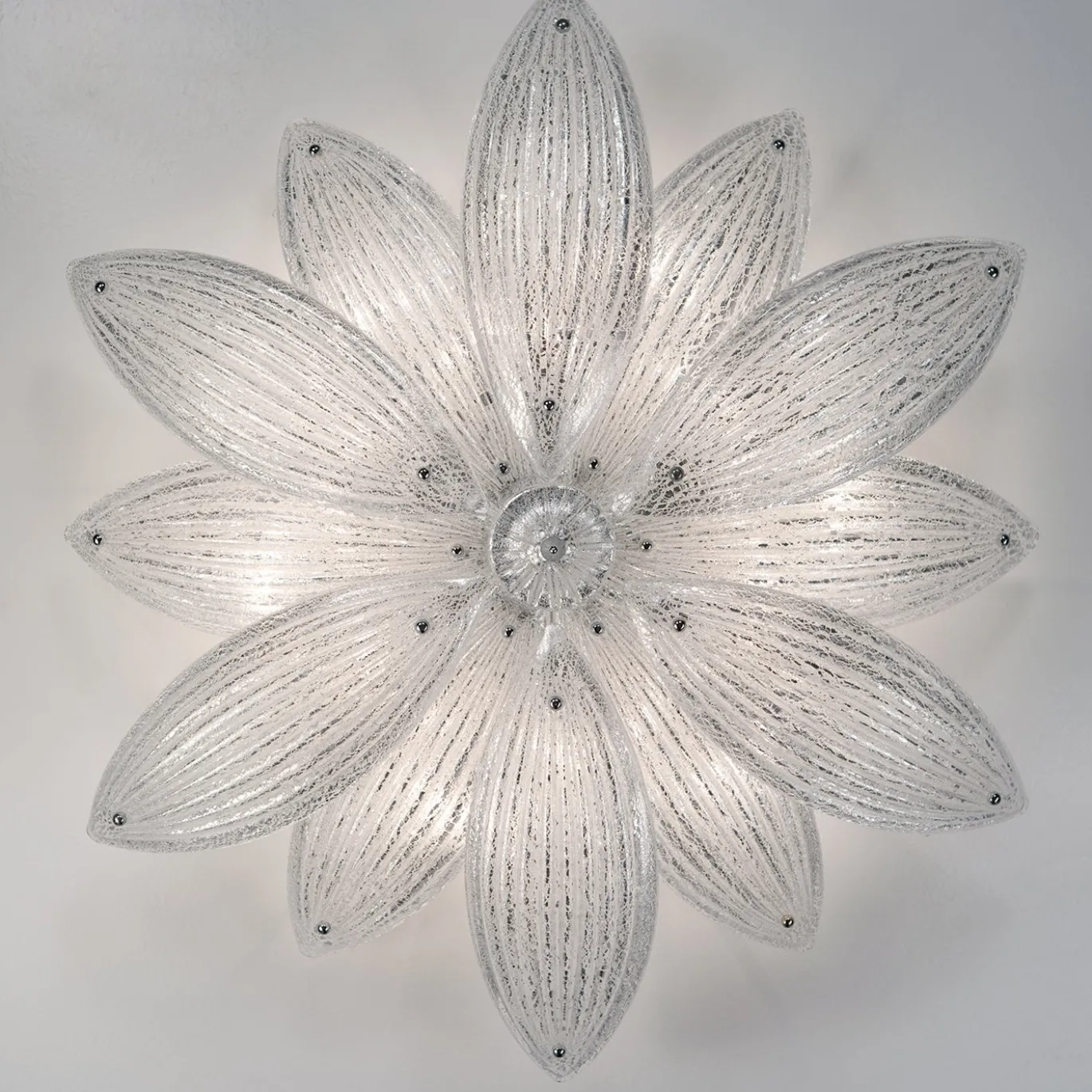 Lampada a soffitto Paradise cromo con vetro foglia argento