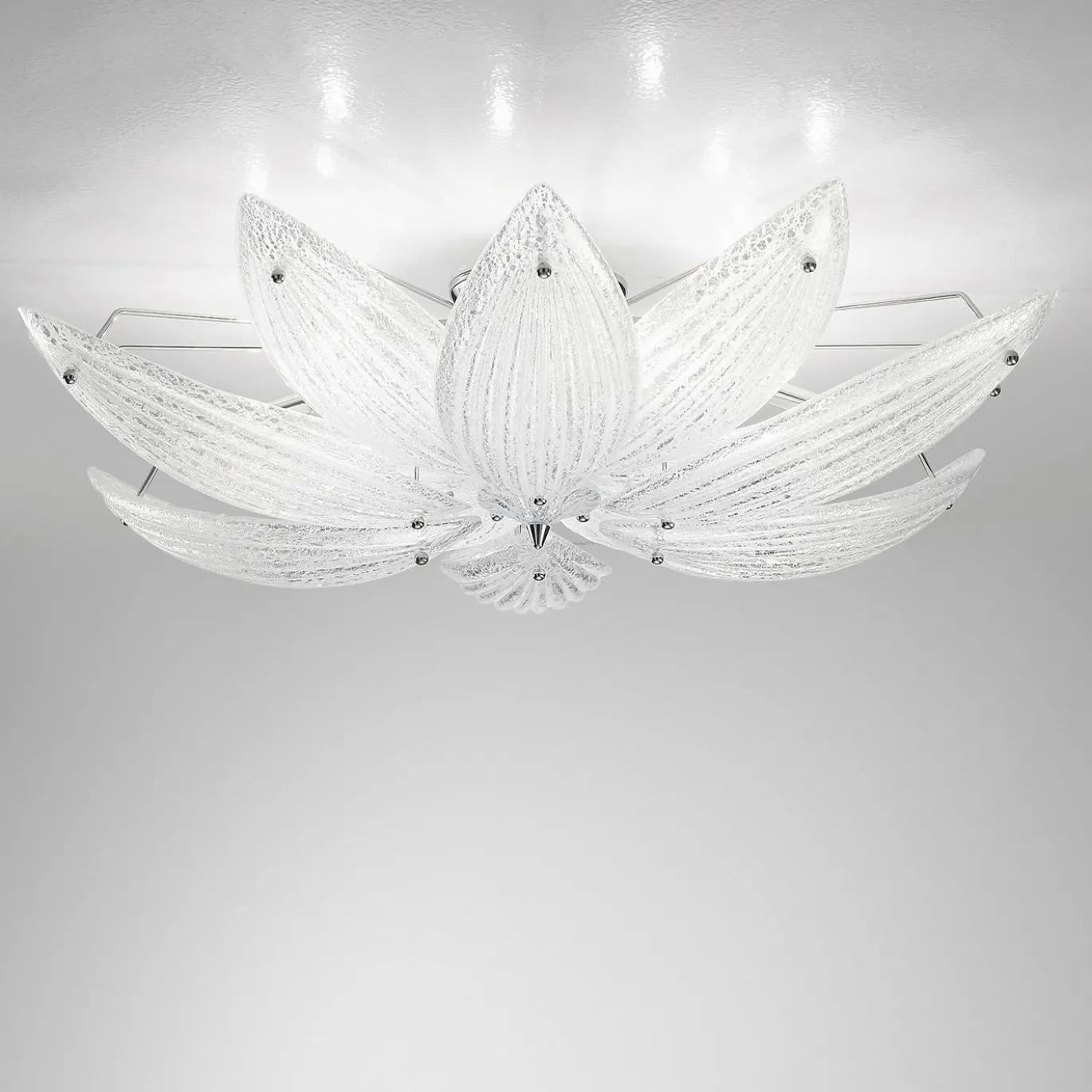 Lampada a soffitto Paradise cromo con vetro foglia argento