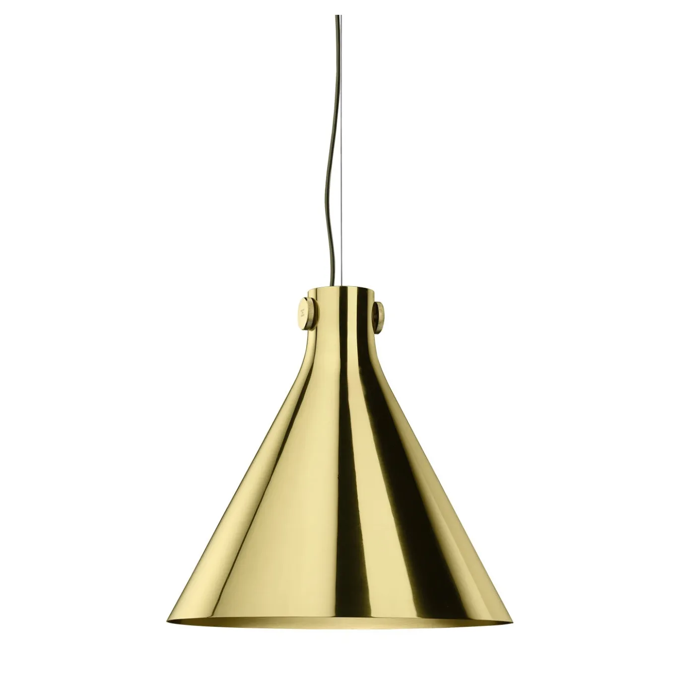 Lampada a sospensione a cono in ottone lucido di Richard Hutten