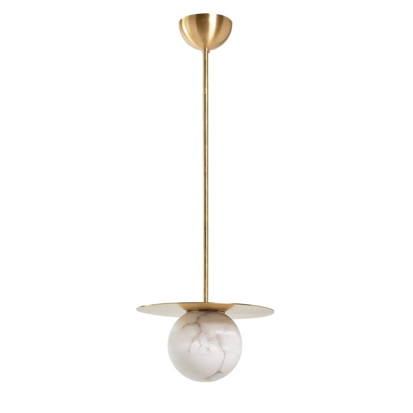 Lampada a sospensione Alabaster Mini Moon in ottone satinato