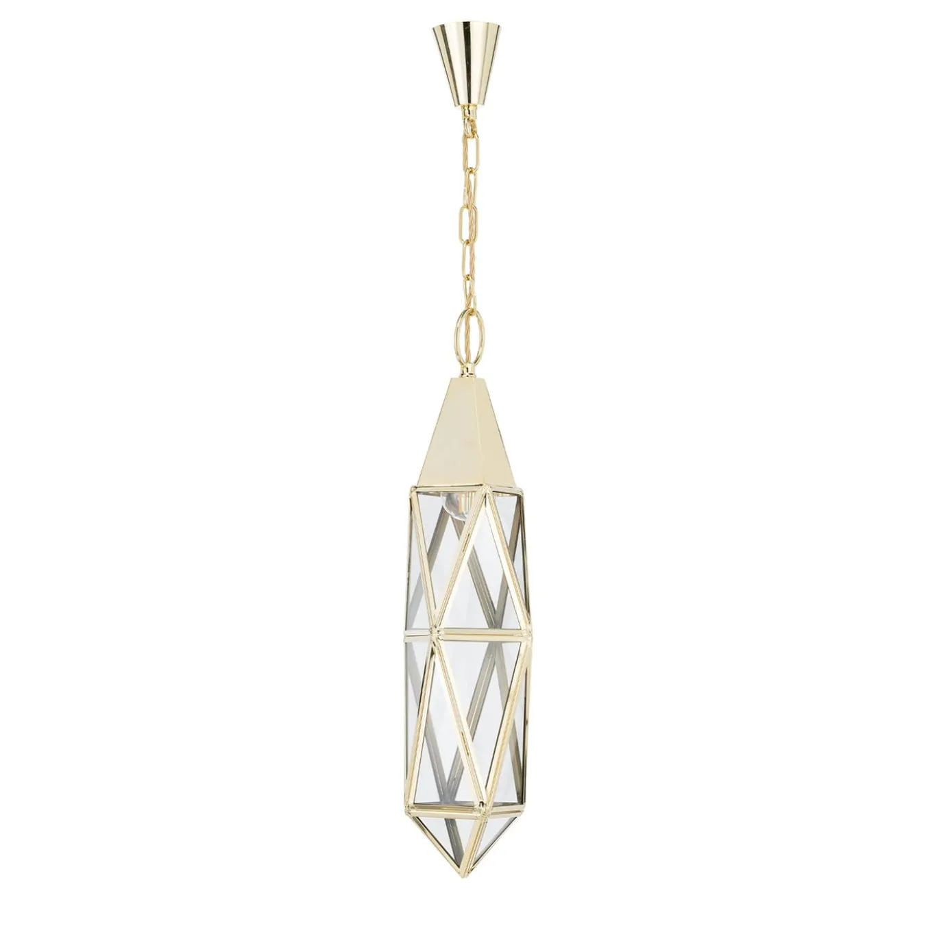 Lampada a sospensione a luce singola con struttura in ottone #1