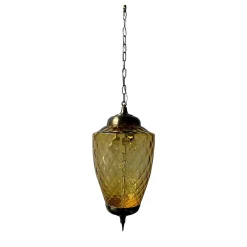Lampada a Sospensione Amber Lantern in Vetro di Murano