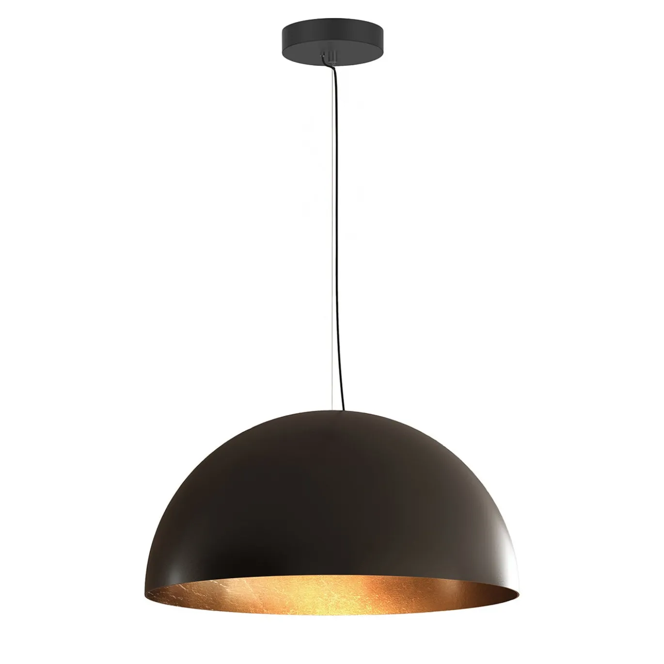 Lampada a sospensione Amedeo nera con foglia d'oro #2