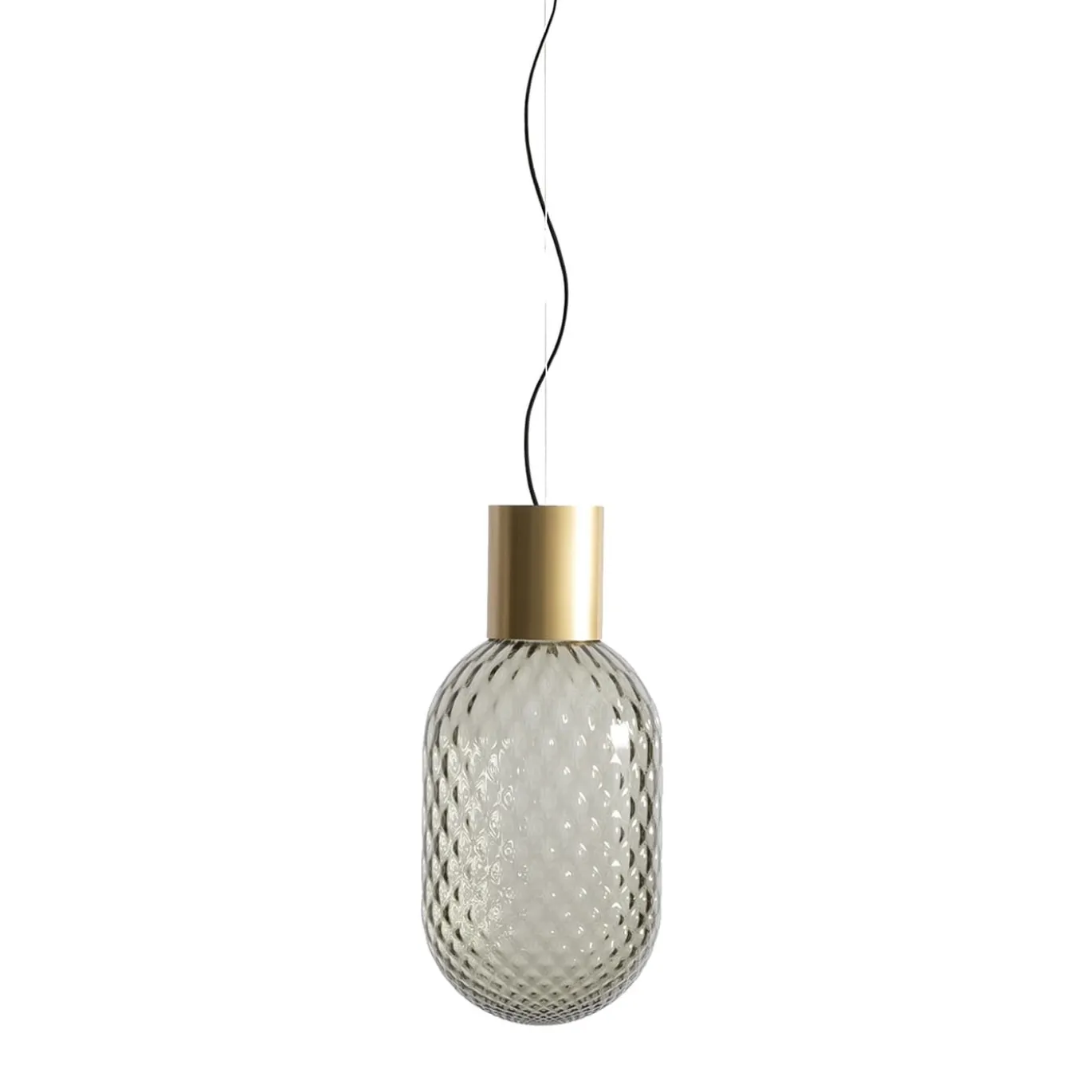 Lampada a sospensione Bloom in ottone naturale e vetro trasparente grigio #1