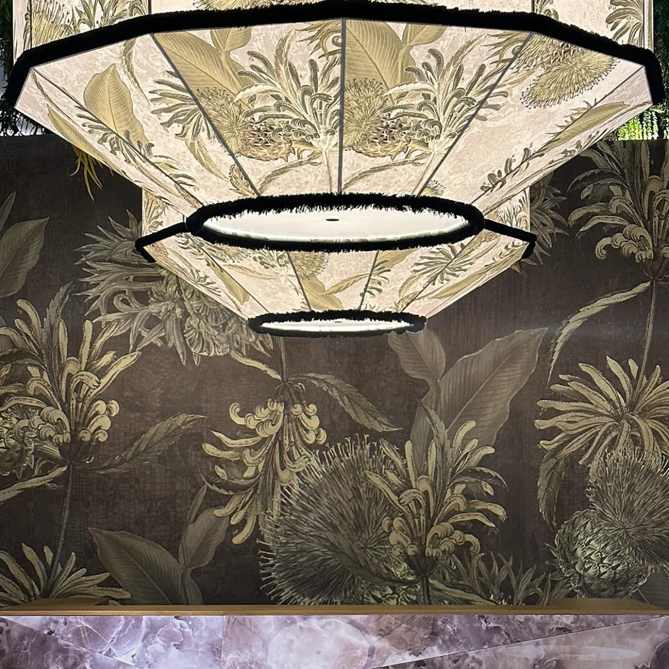Lampada a Sospensione Botanica in Tessuto Giacarta