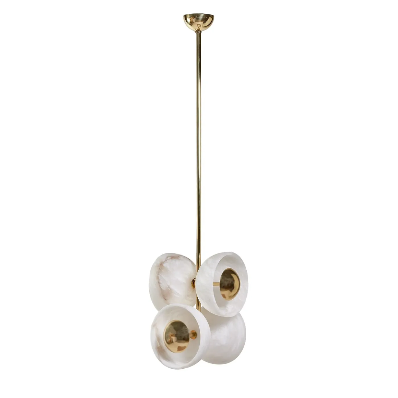 Lampada a sospensione Butterfly in ottone lucido e alabastro