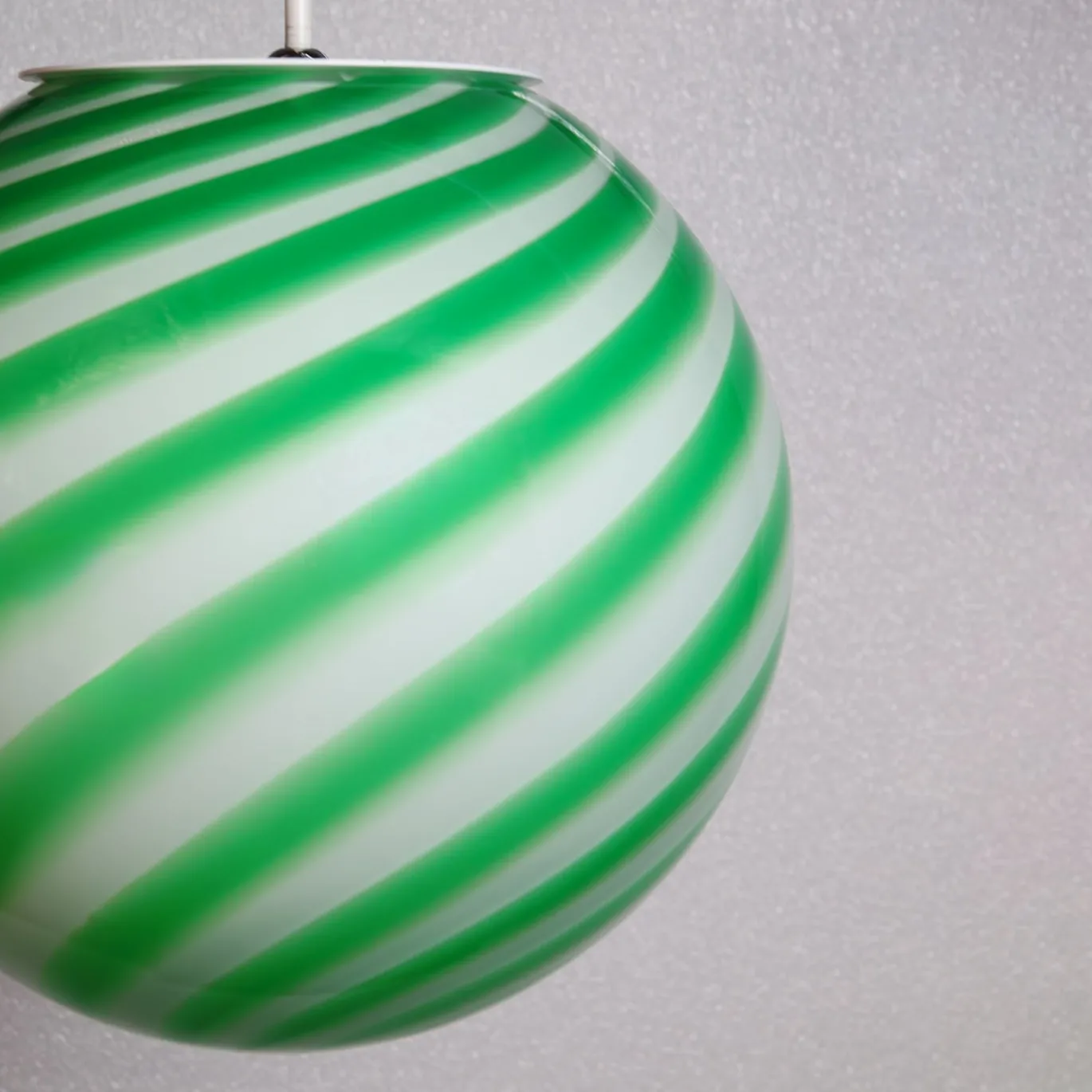 Lampada a sospensione Candy in vetro di Murano Canne verde e bianco
