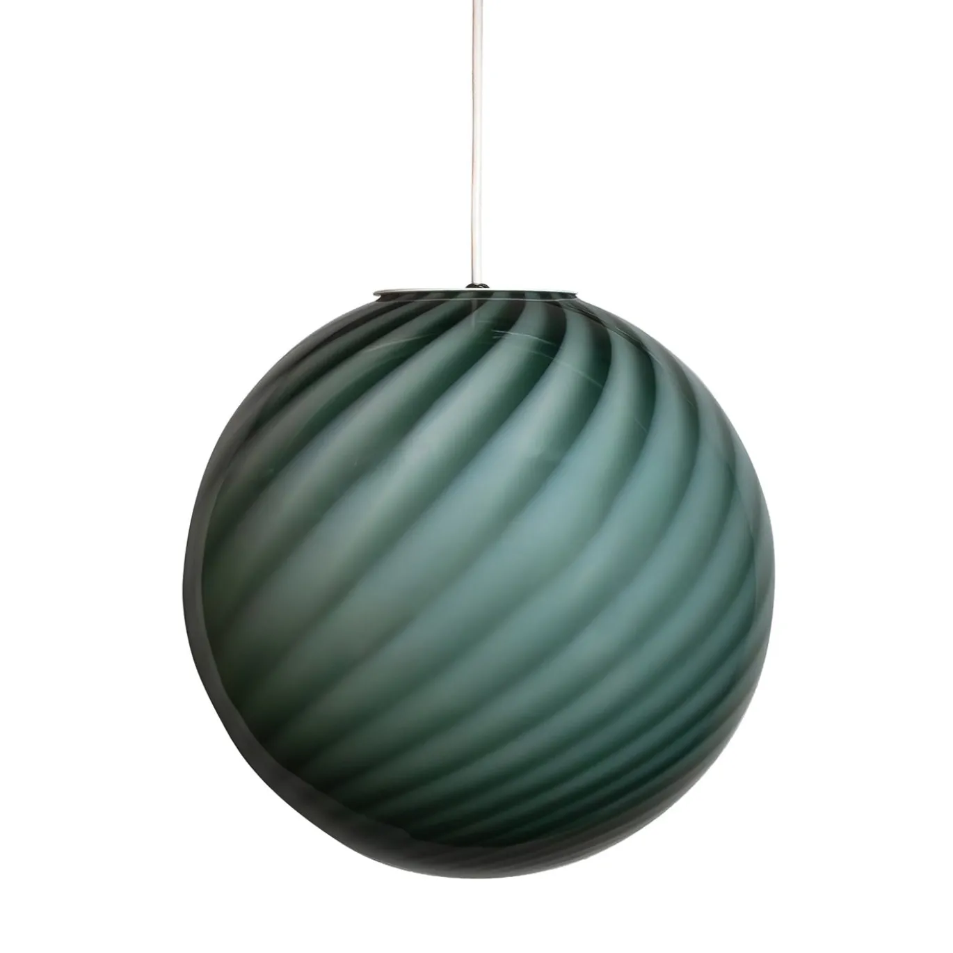 Lampada a sospensione Candy in vetro di Murano Rigadin Ritorto verde petrolio