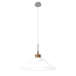 Lampada a Sospensione Concentrico a cono in vetro con finitura dorata