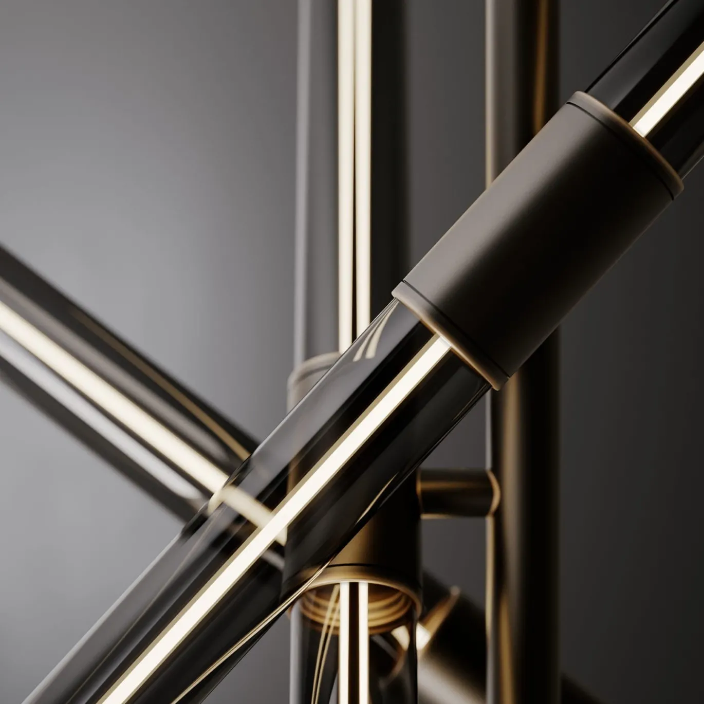 Lampada a sospensione Cross in vetro grigio fumo