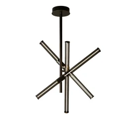 Lampada a sospensione Cross in vetro grigio fumo