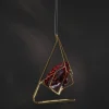 Lampada a sospensione Cryrock S1 in pietra di cristallo rosso e metallo