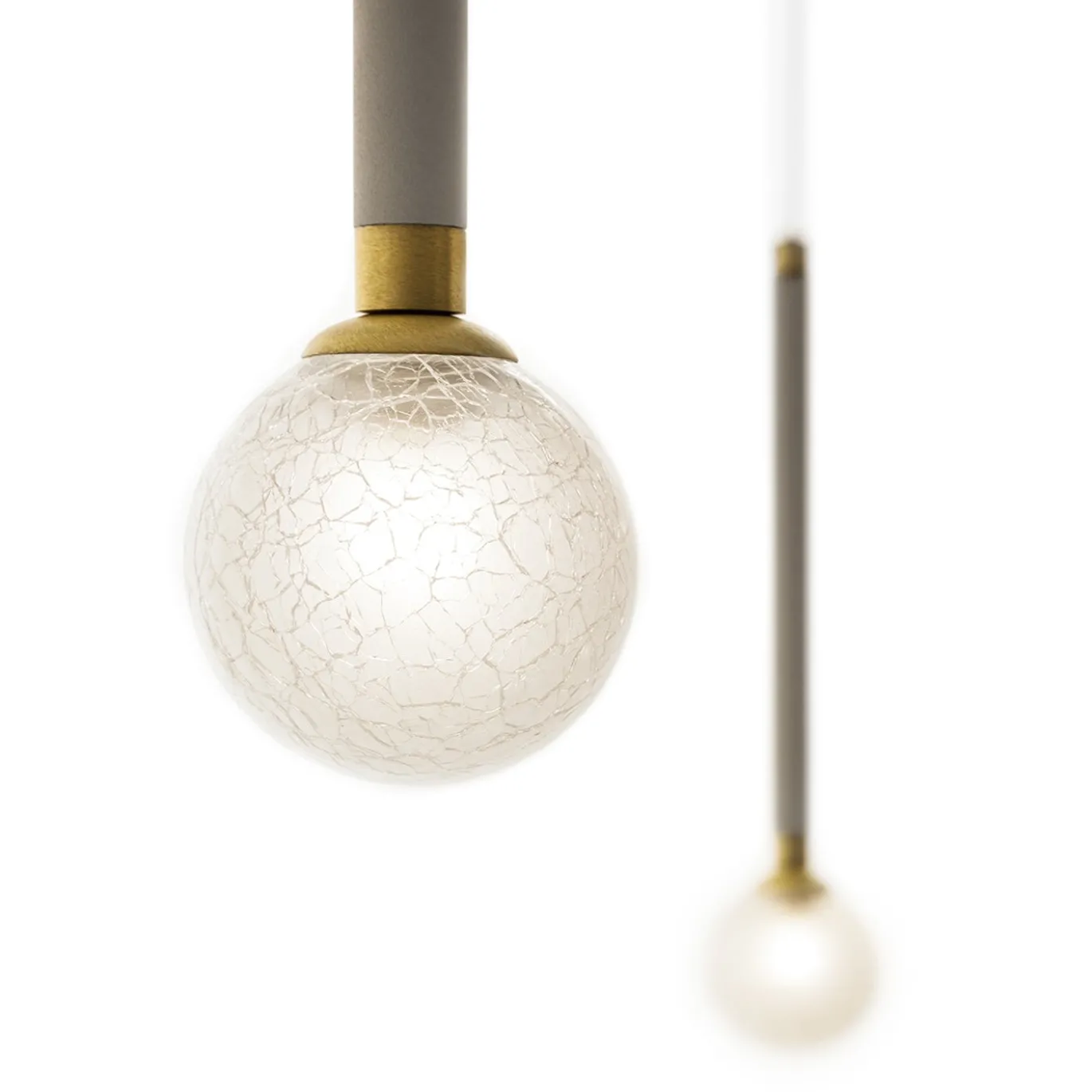 Lampada a sospensione Crystal Ball in metallo finitura Champagne