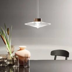 Lampada a sospensione Desideria brunita e trasparente