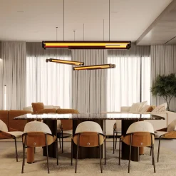 Lampada a sospensione doppia Bon Ton in metallo bronzo