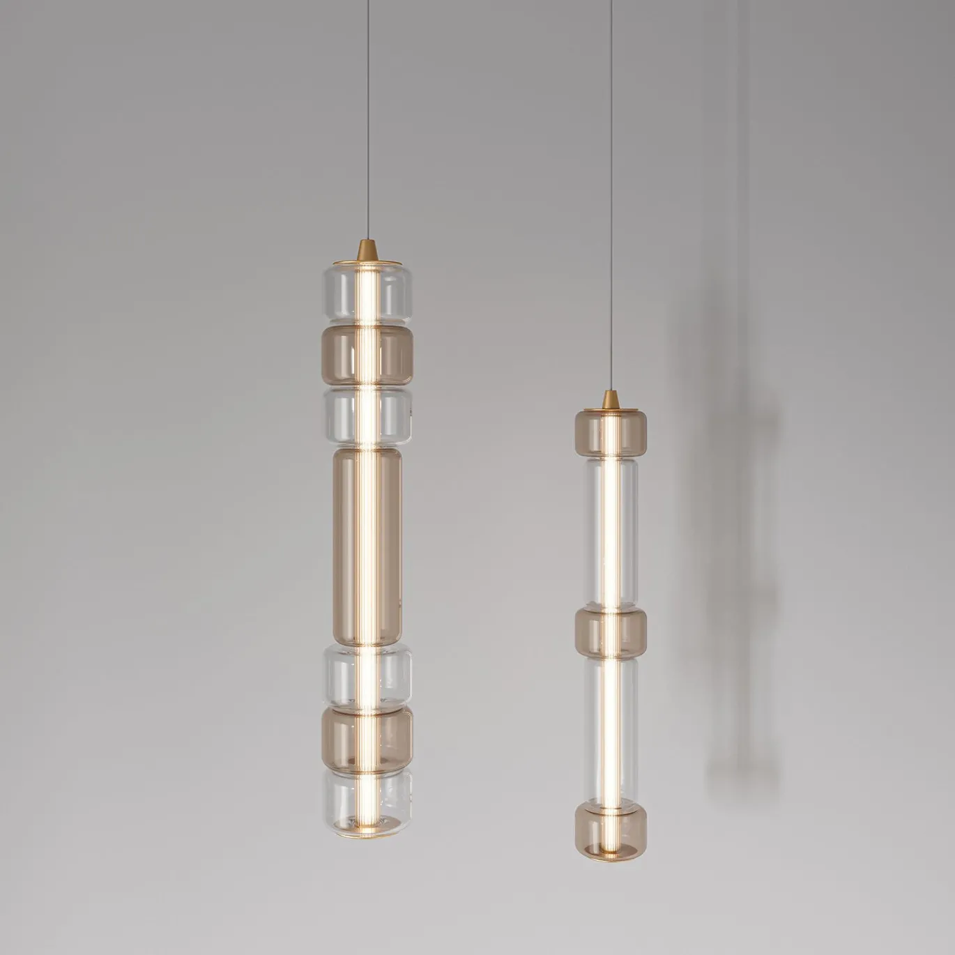 Lampada a sospensione Emozione in vetro effetto bronzo #1