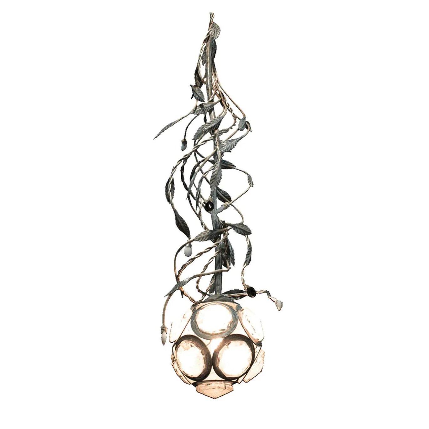 Lampada a sospensione fitomorfa in argento Snowball