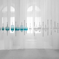 Lampada a Sospensione Flow[T] S5 in Vetro Blu di Nao Tamura