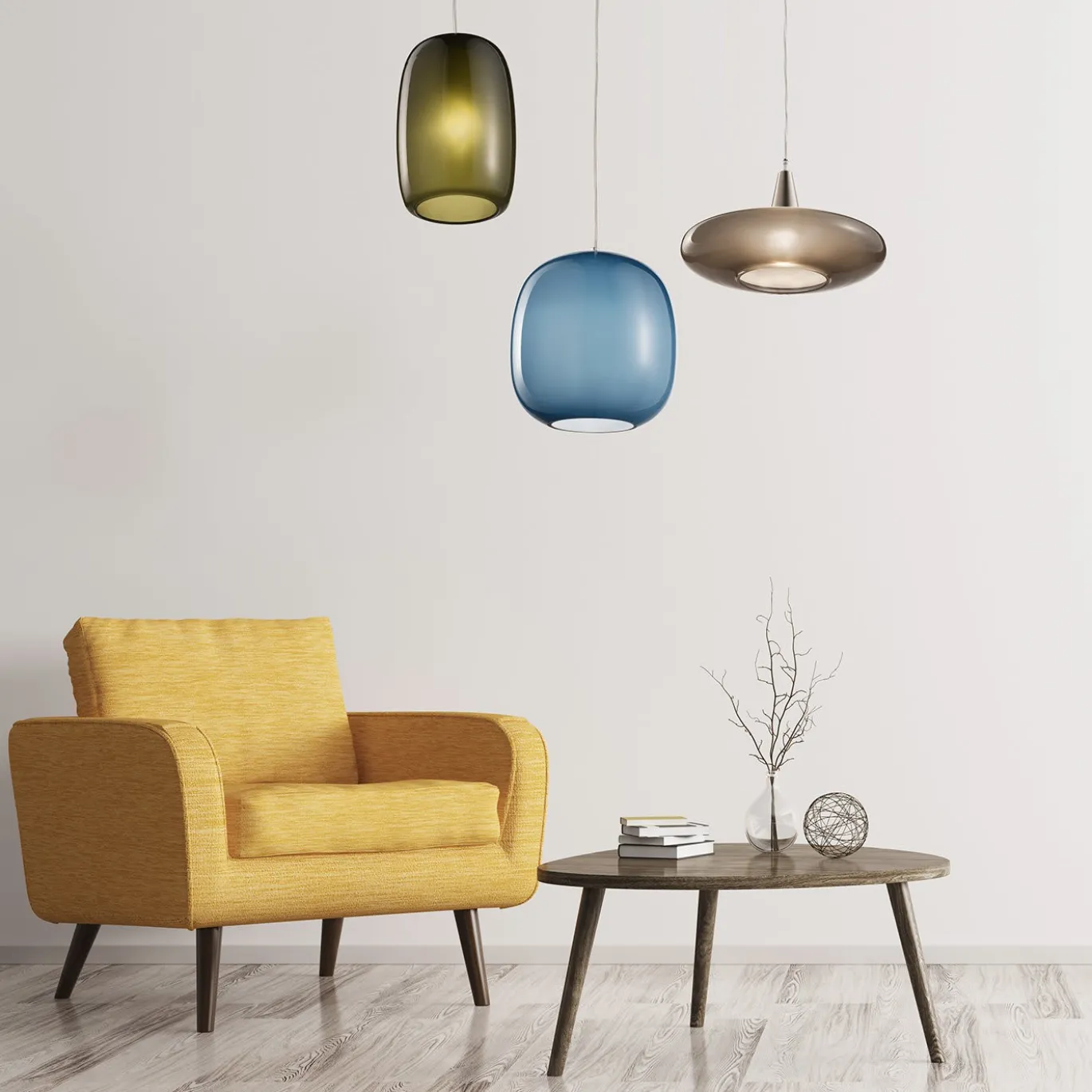 Lampada a Sospensione Forme in Vetro di Murano Blu