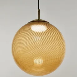 Lampada a Sospensione Gaia in Vetro di Murano Sfera Ambra