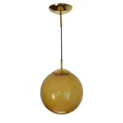 Lampada a Sospensione Gaia in Vetro di Murano Sfera Ambra